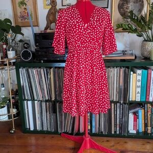Arty polka short red dress M